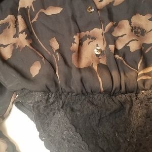 Escapades all silk body suit brown black ls small